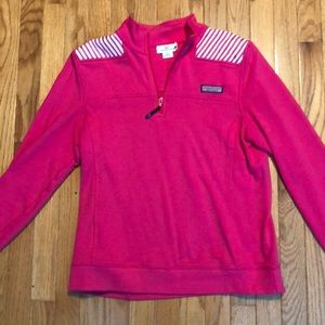Vineyard Vines Pink/White Candy Stripe 1/4 Zipup